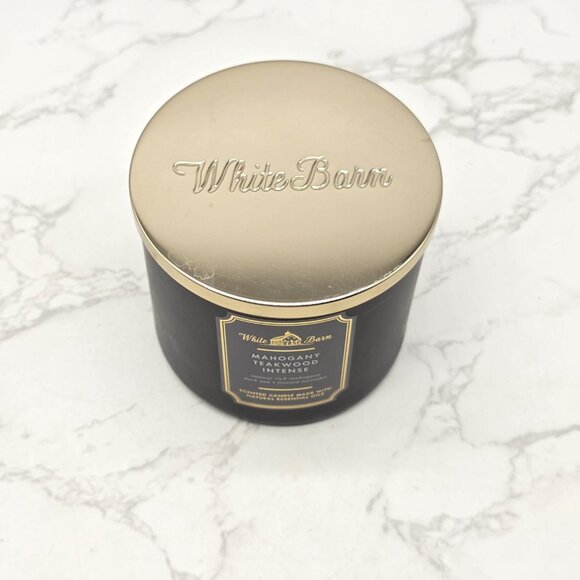 Bath Body Works White Barn Candle Mahogany Teakwood High Intensity 3 Wick 14.5oz - Picture 3 of 6